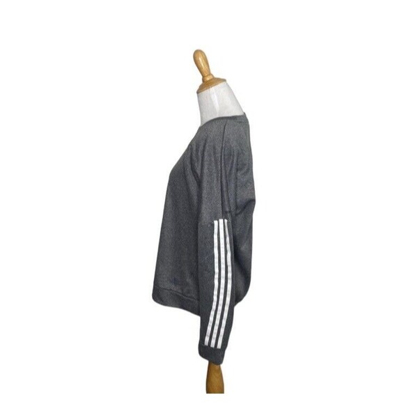 Adidas Running Women's Size Large (L) Gray Long Sleeve Sweatshirt 3 White Stripe - Picture 6 of 7
